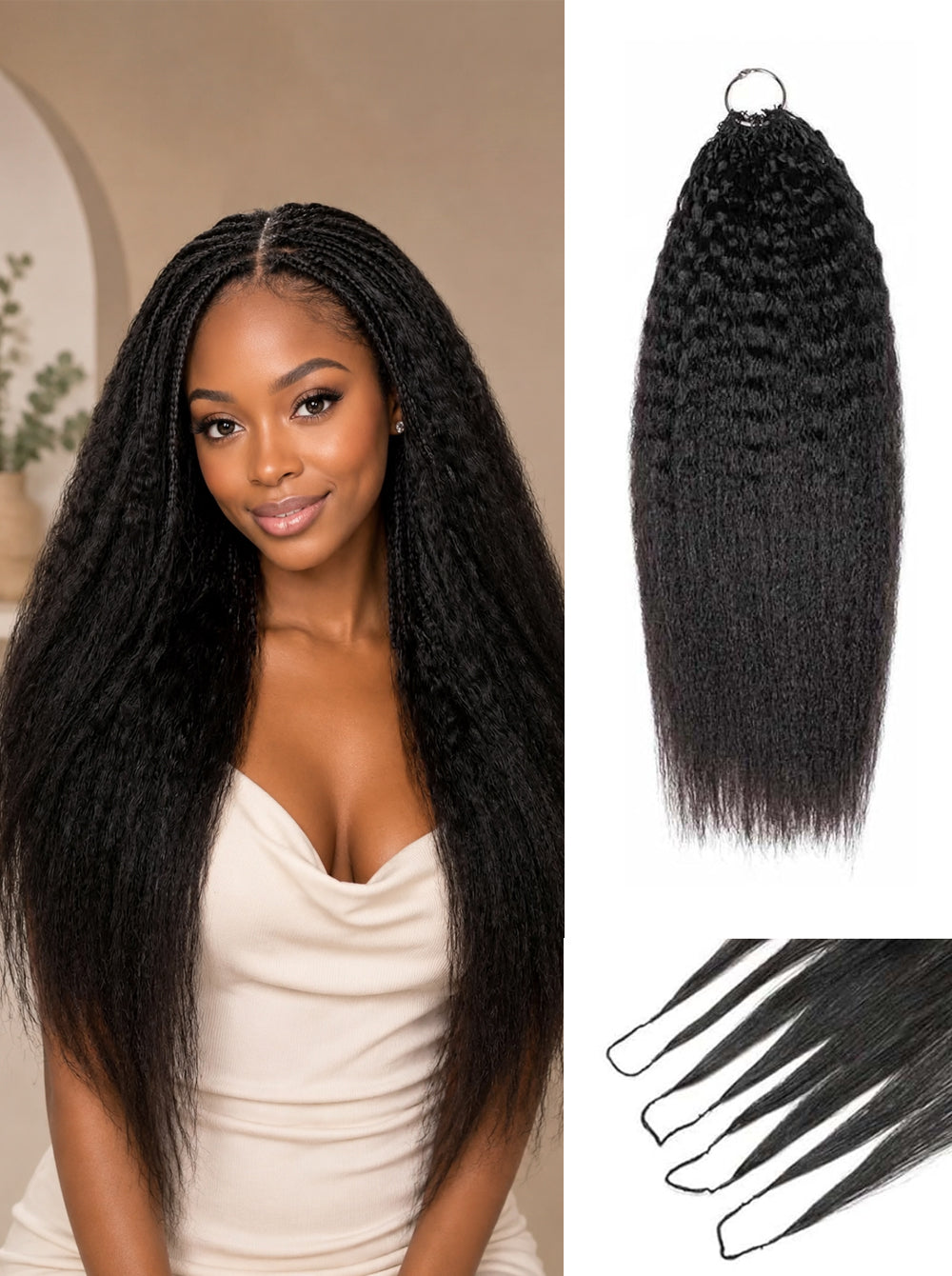 Kinky Straight Miracle Knots Crochet Human Hair | Pre-Separated Knotless Crochet Hair Extensions