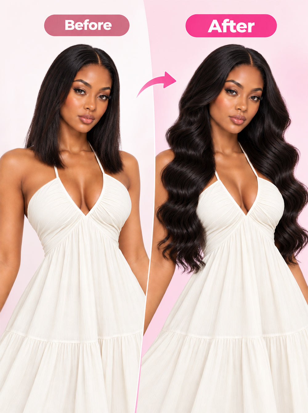 body_wave_human_hair_bundle_before_and_after