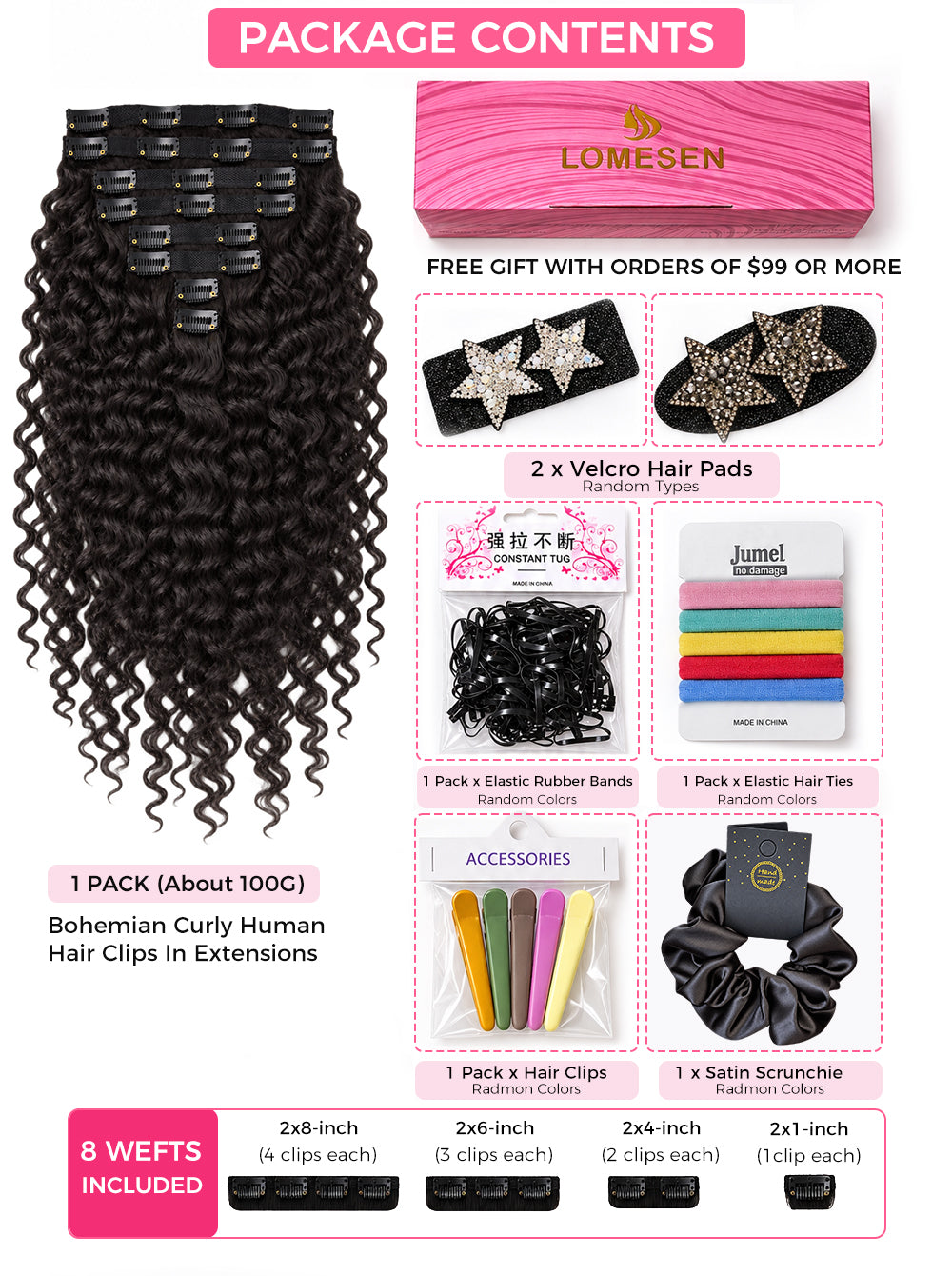 lomesen_bohemian_curly_hair_extensions_package