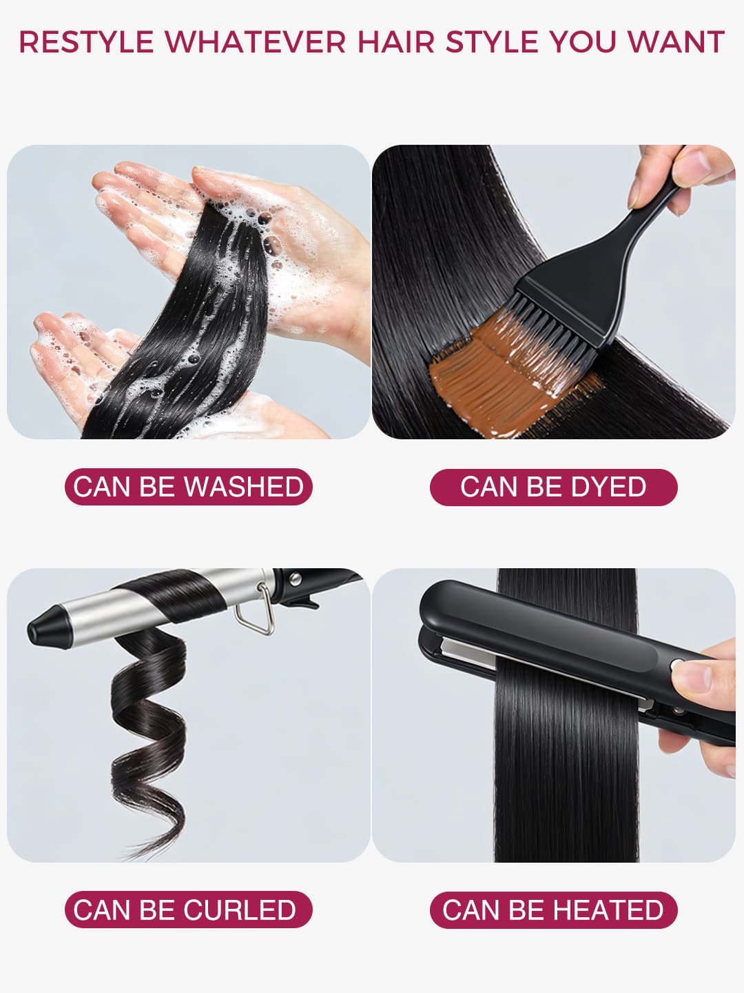 Four hair feature of clip on wavy hair extensions
