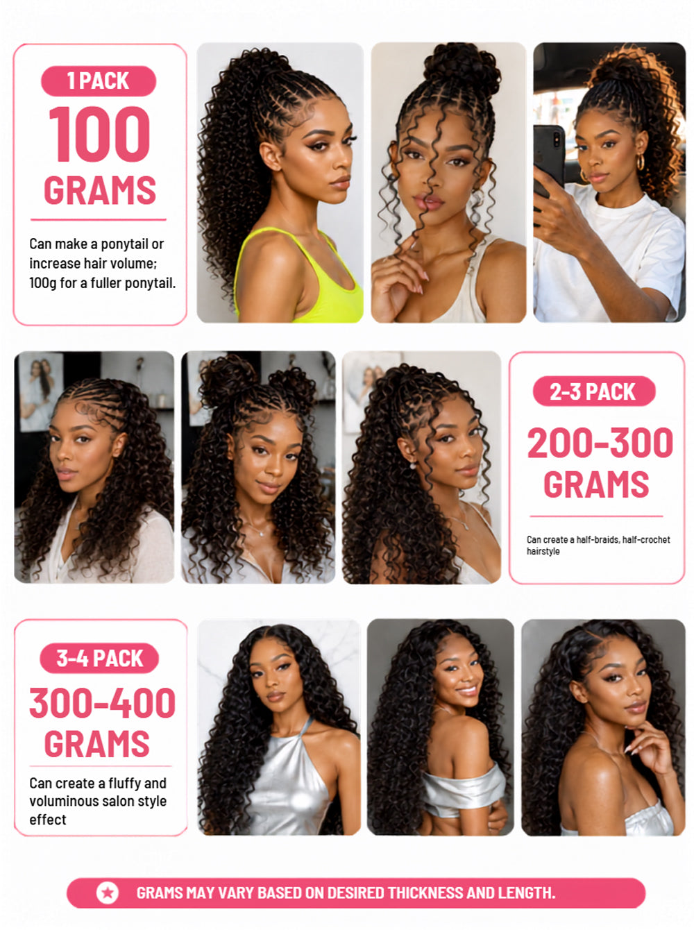 Burmese Curly Crochet Human Hair Extensions | Boho Braids, Fulani Braids & Twists | Pre-Separated Pre-Looped Lightweight Soft Hair
