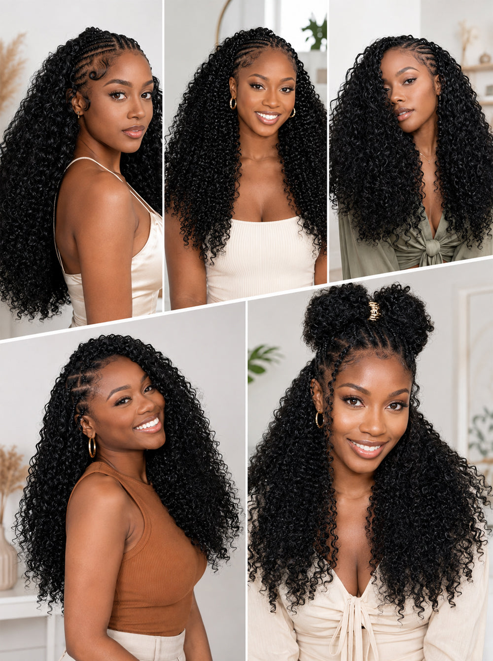 Burmese Curly Crochet Human Hair Extensions | Boho Braids, Fulani Braids & Twists | Pre-Separated Pre-Looped Lightweight Soft Hair