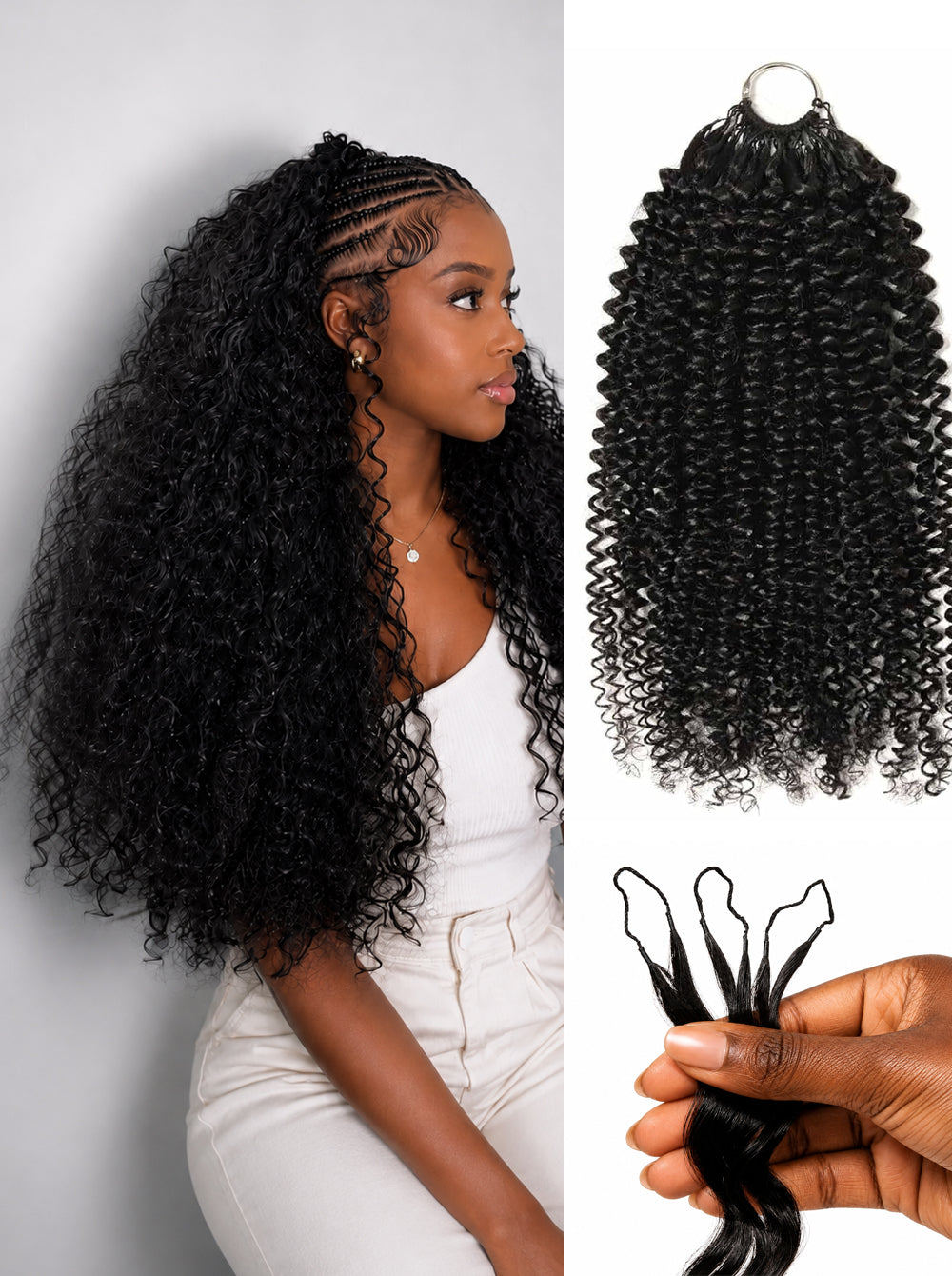 Kinky Curly Crochet Human Hair Extensions | Knotless Pre-Separated Feather Hair for Boho Braids