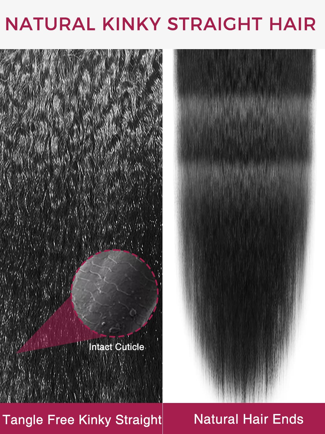 natural kinky straight extensions hair feature