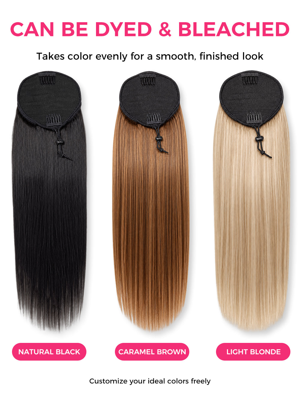 natural_straight_human_hair_drawstring ponytail​_dyed_test