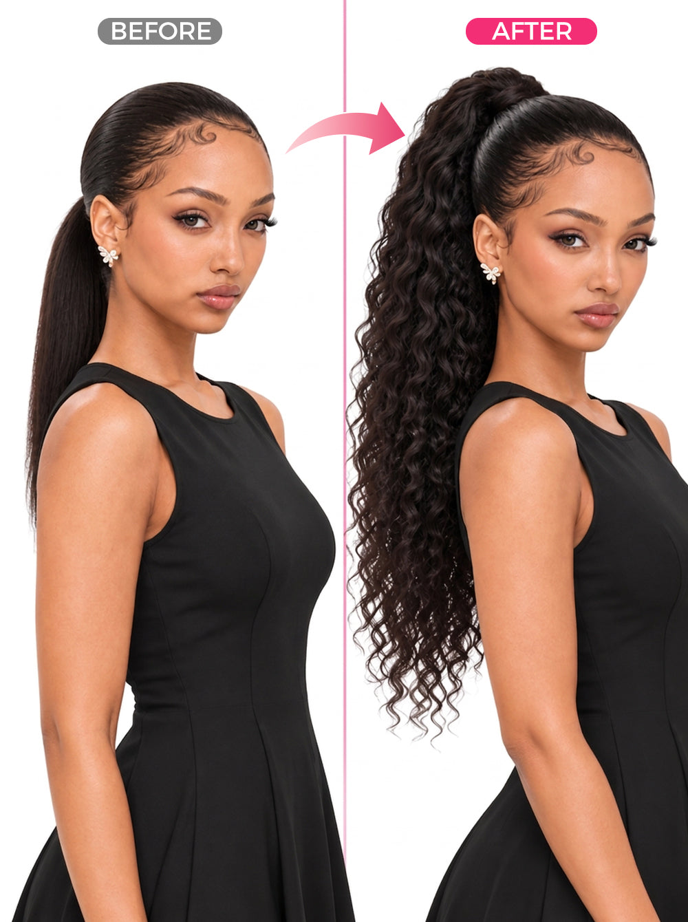 water_wave_drawstring_ponytail_before_and_after